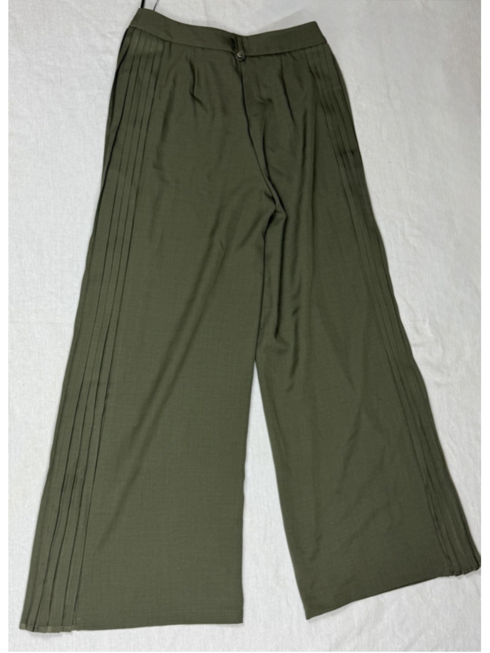 NEW Commense Side Pleated Wide Leg Trouser Pants Army Green Womens Size M